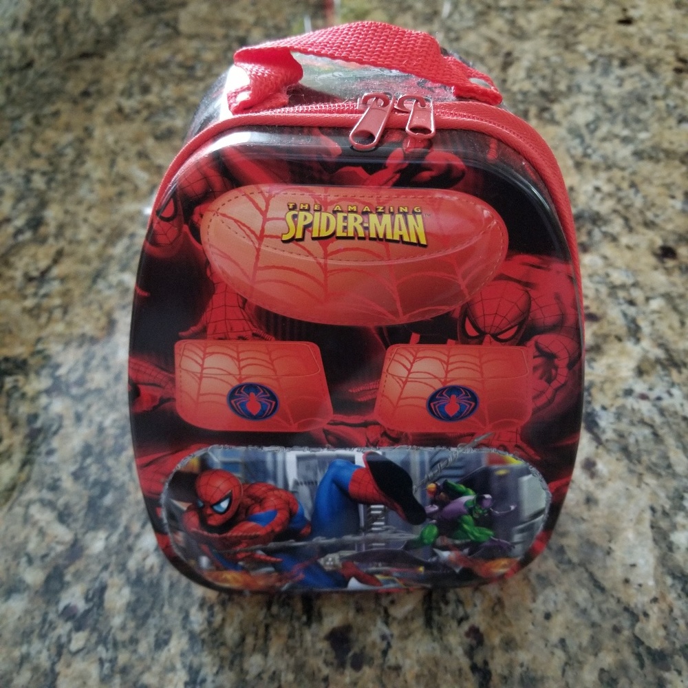 Red Spiderman backpack tin / lunch box